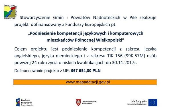 Bezpłatne szkolenia językowe i komputerowe dla mieszkańców powiatów pilskiego, chodzieskiego, złotowskiego